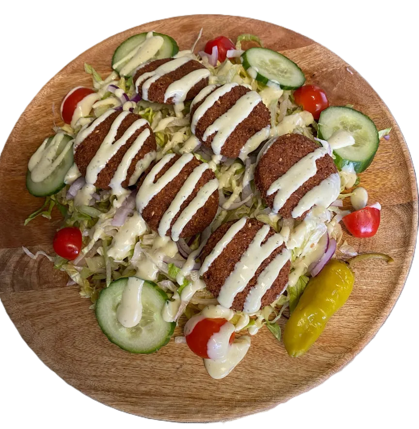 Falafel annos jossa päällä majoneesia.
