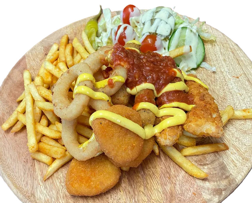 Rankalaisia, sekä nugetteja majoneesilla höystettynä.